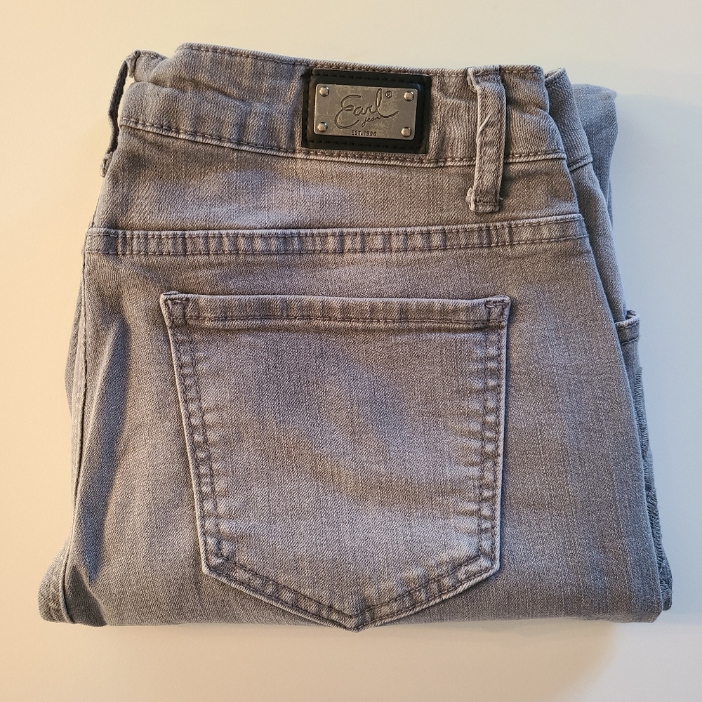 Earl Jeans Embroidered Skinny Ankle Gray Wash Denim Size 12